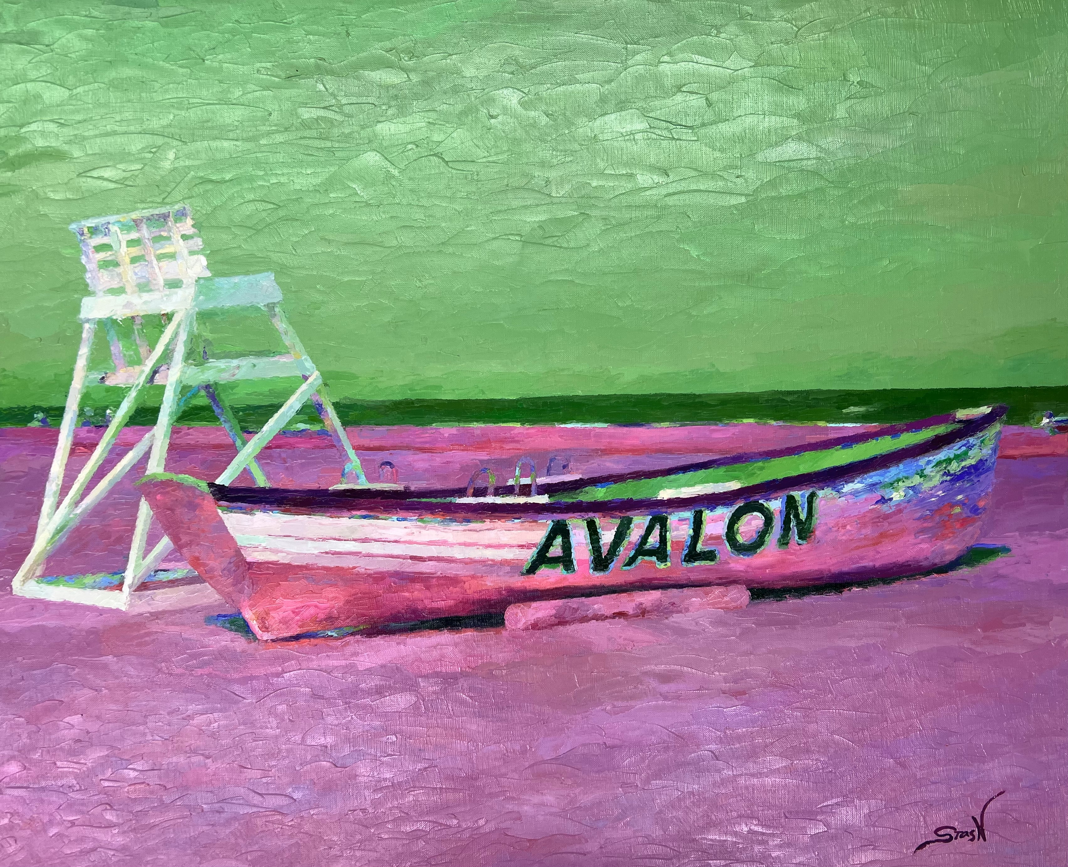 STAS NAMIN - Avalon Beach - Oil on Canvas - 26x32 inches