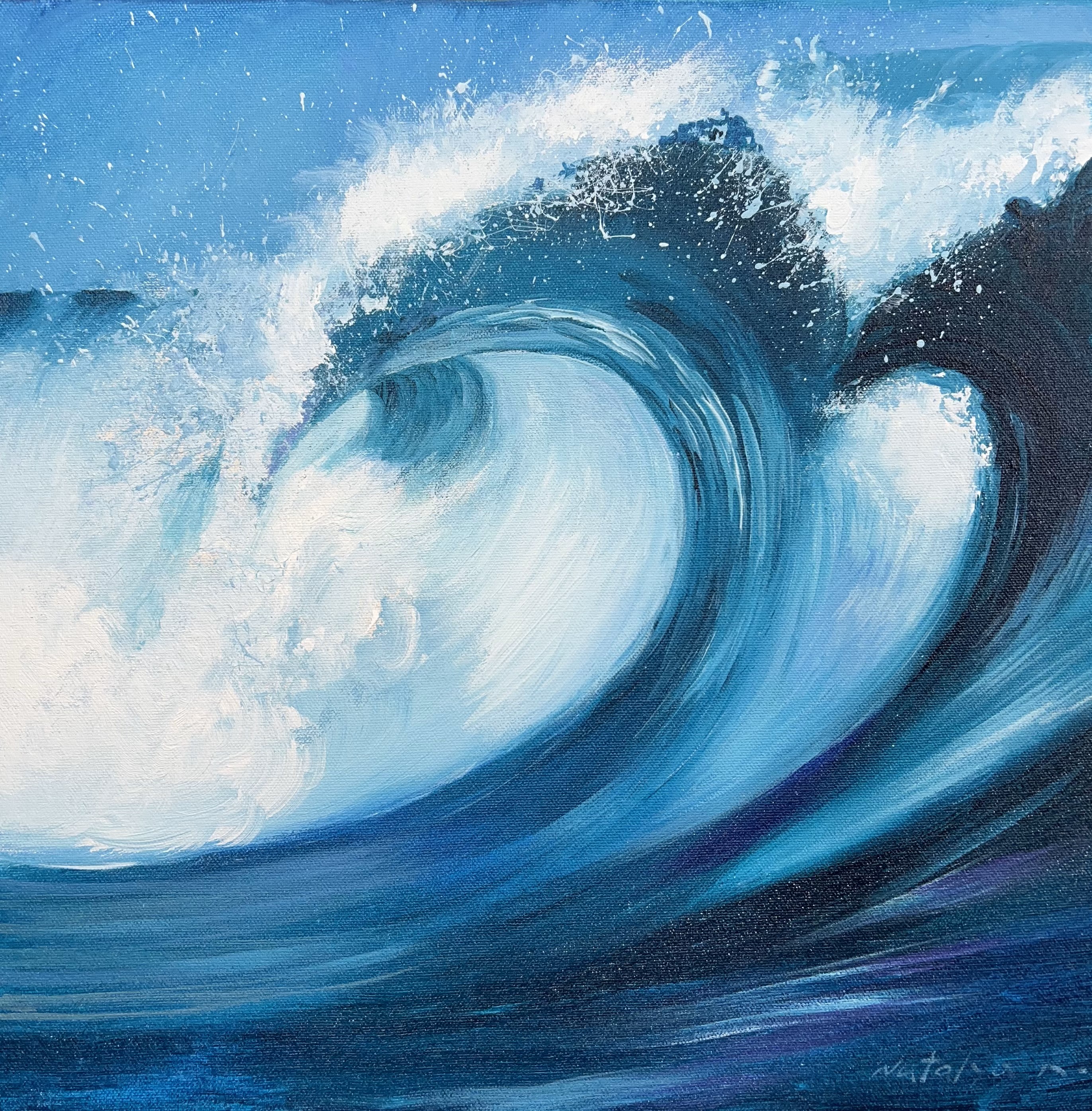 NATALYA ROMANOVSKY - Wave Series 4 - Acrylic on Canvas - 16x16 inches