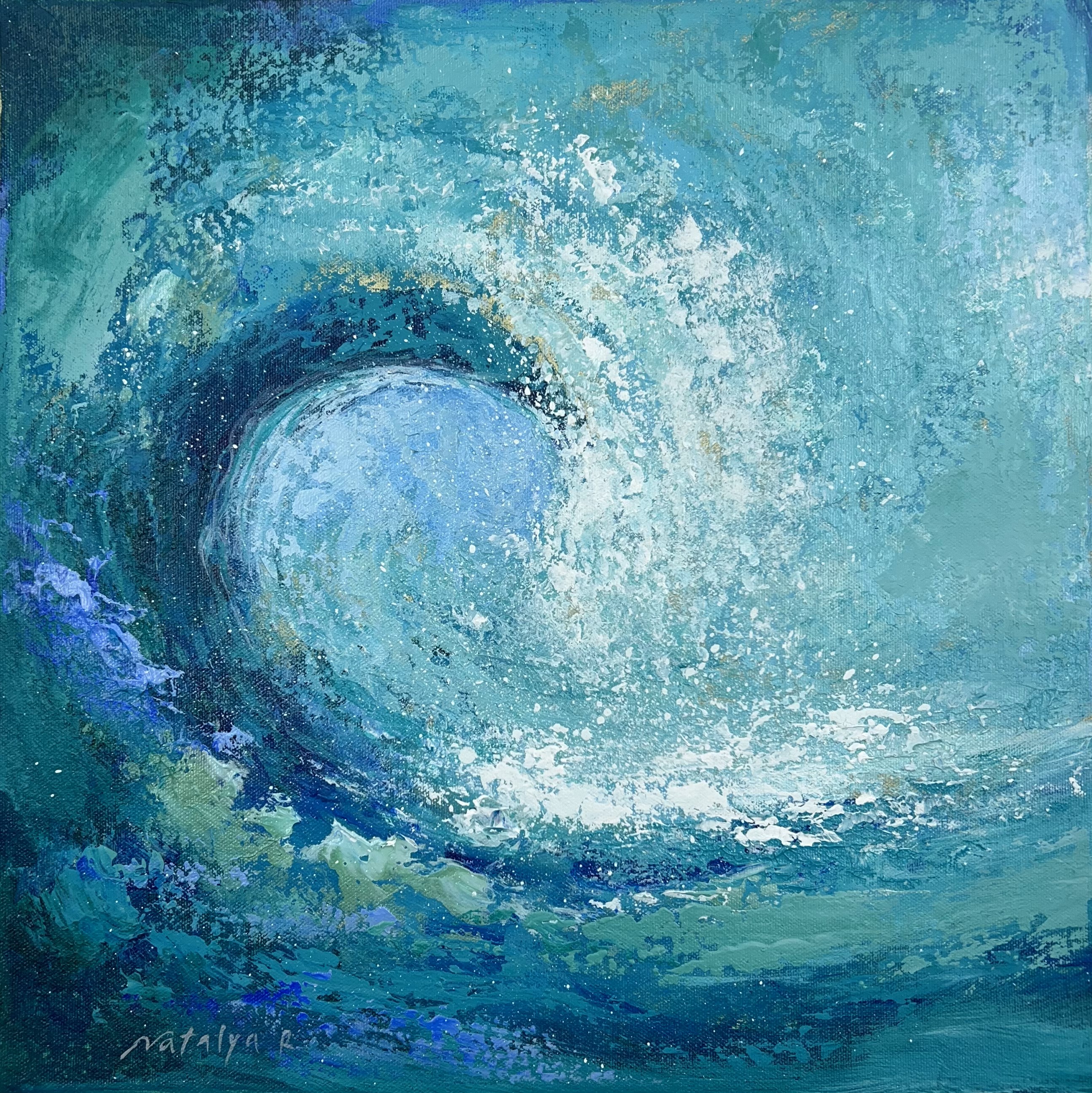 NATALYA ROMANOVSKY - Wave Series II - Acrylic on Canvas - 16 x 16 inches