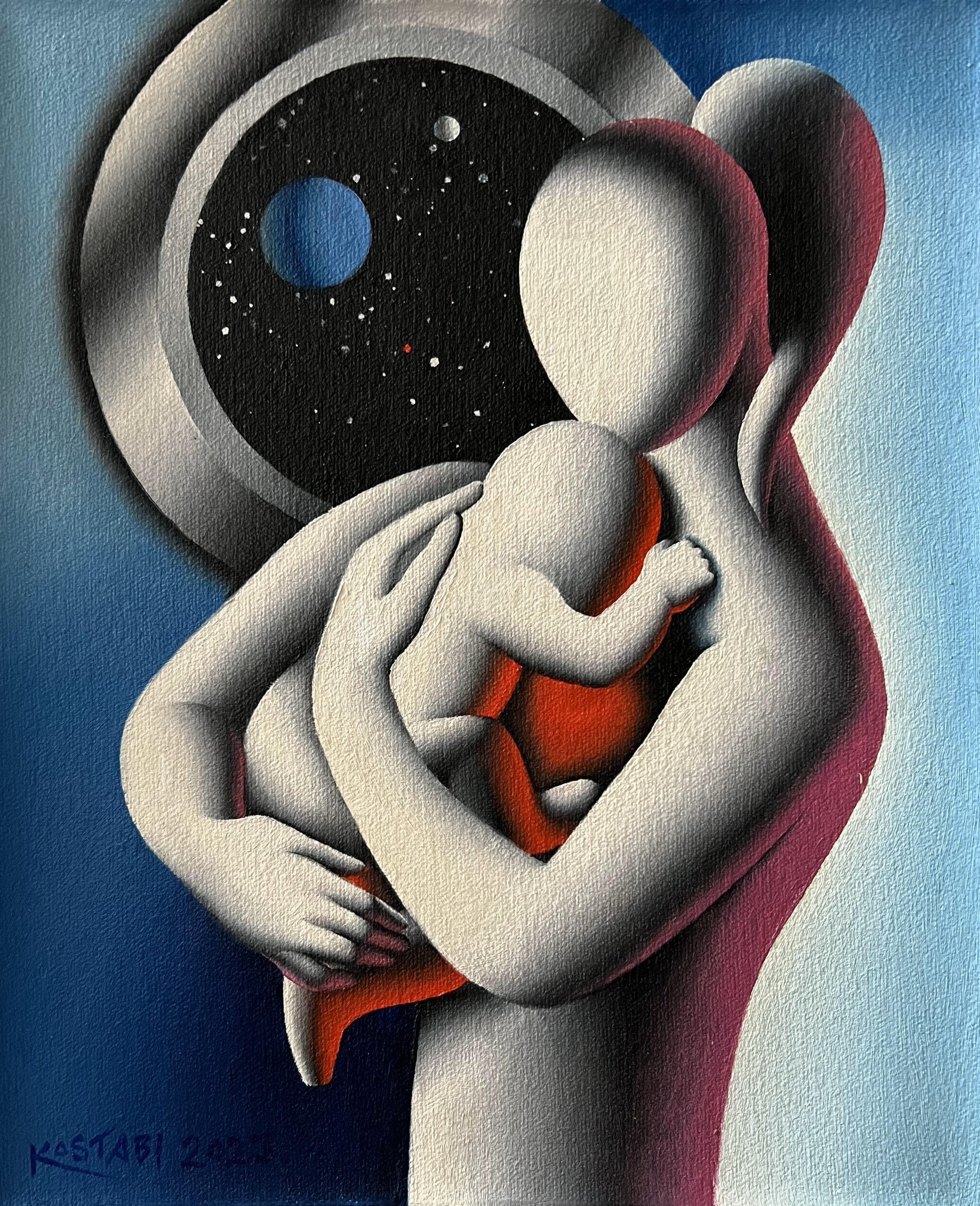 MARK KOSTABI - Stellar Serenity - Oil on Canvas - 9.75x12.5 inches