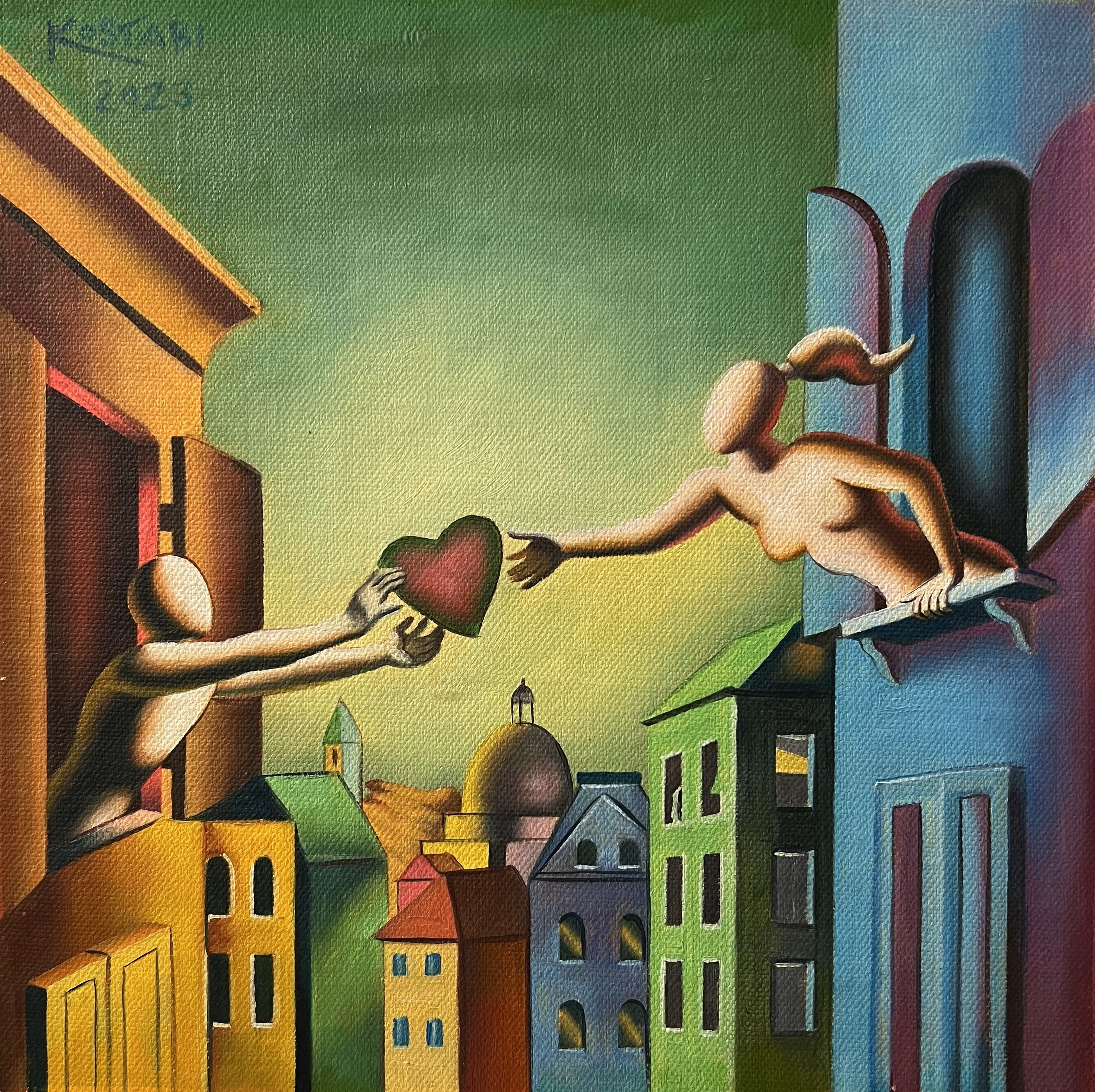 MARK KOSTABI - Nothing Can Stop Us - Oil on Canvas - 12.5x12.5 inches