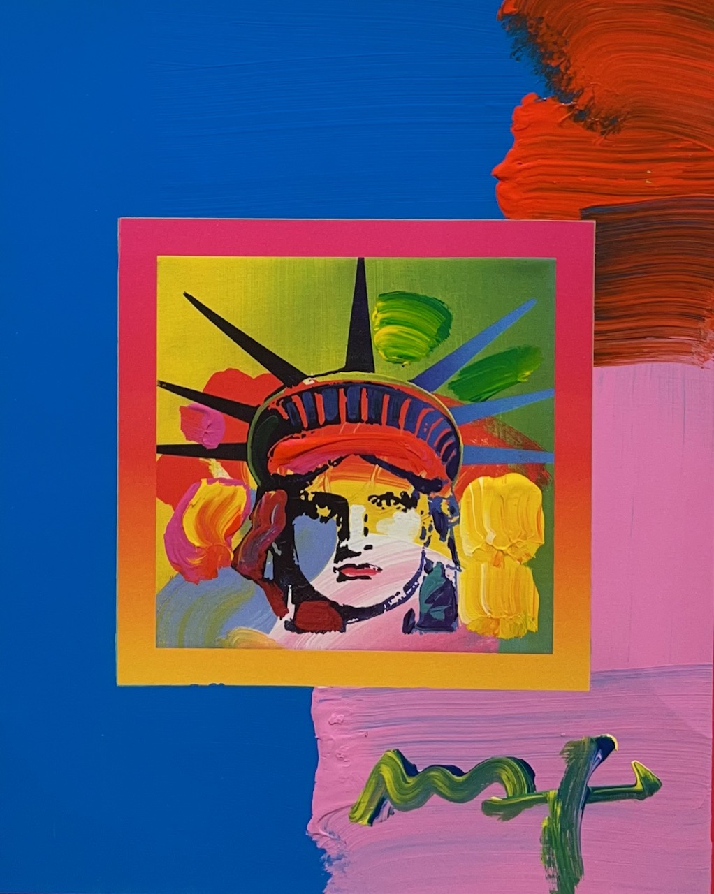 PETER MAX - Liberty Head on Blends - Acrylic/Lithograph/Paper - 12.75x10 inches