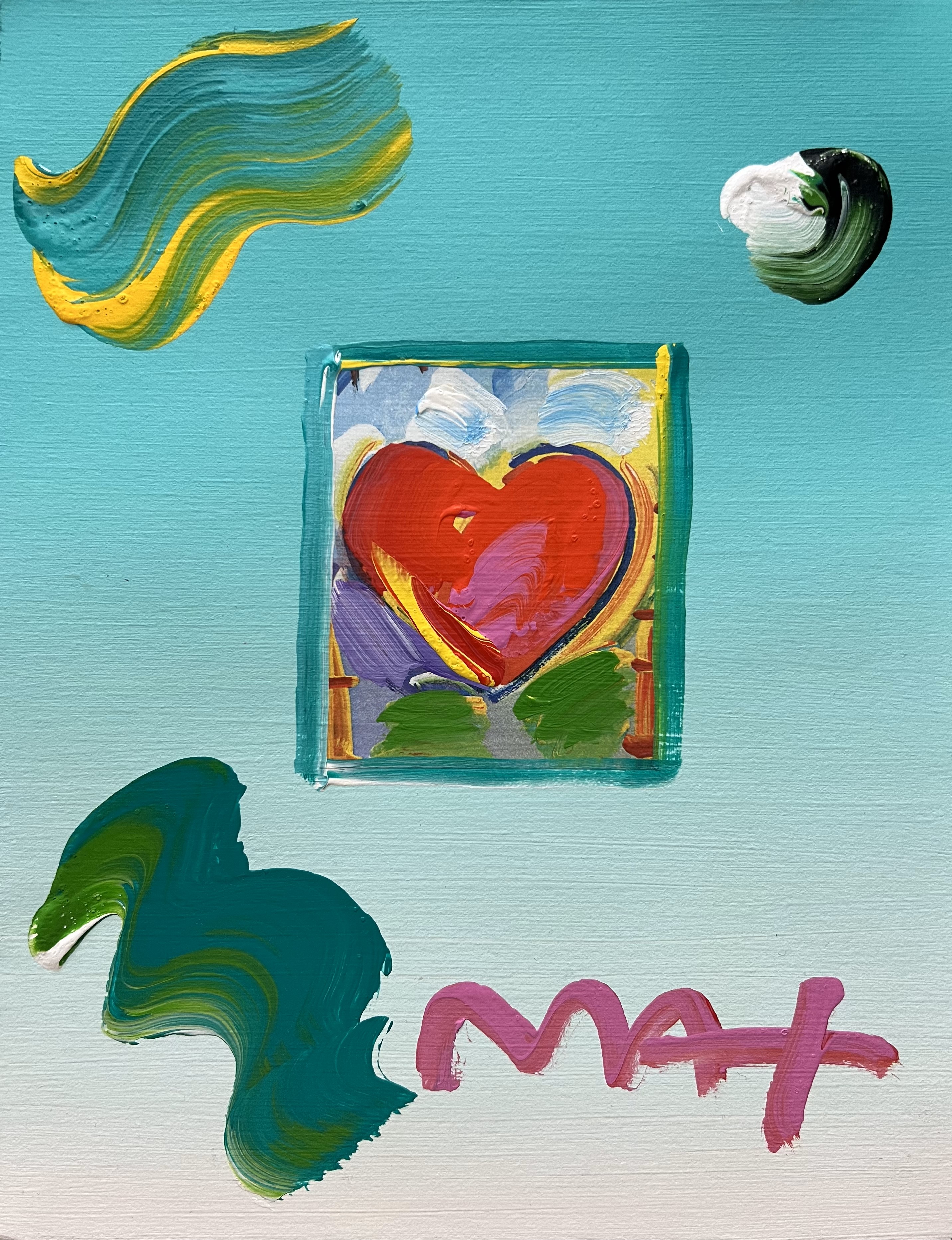 PETER MAX - Heart Series - Mixed Media Paper - 11X8.5 inches