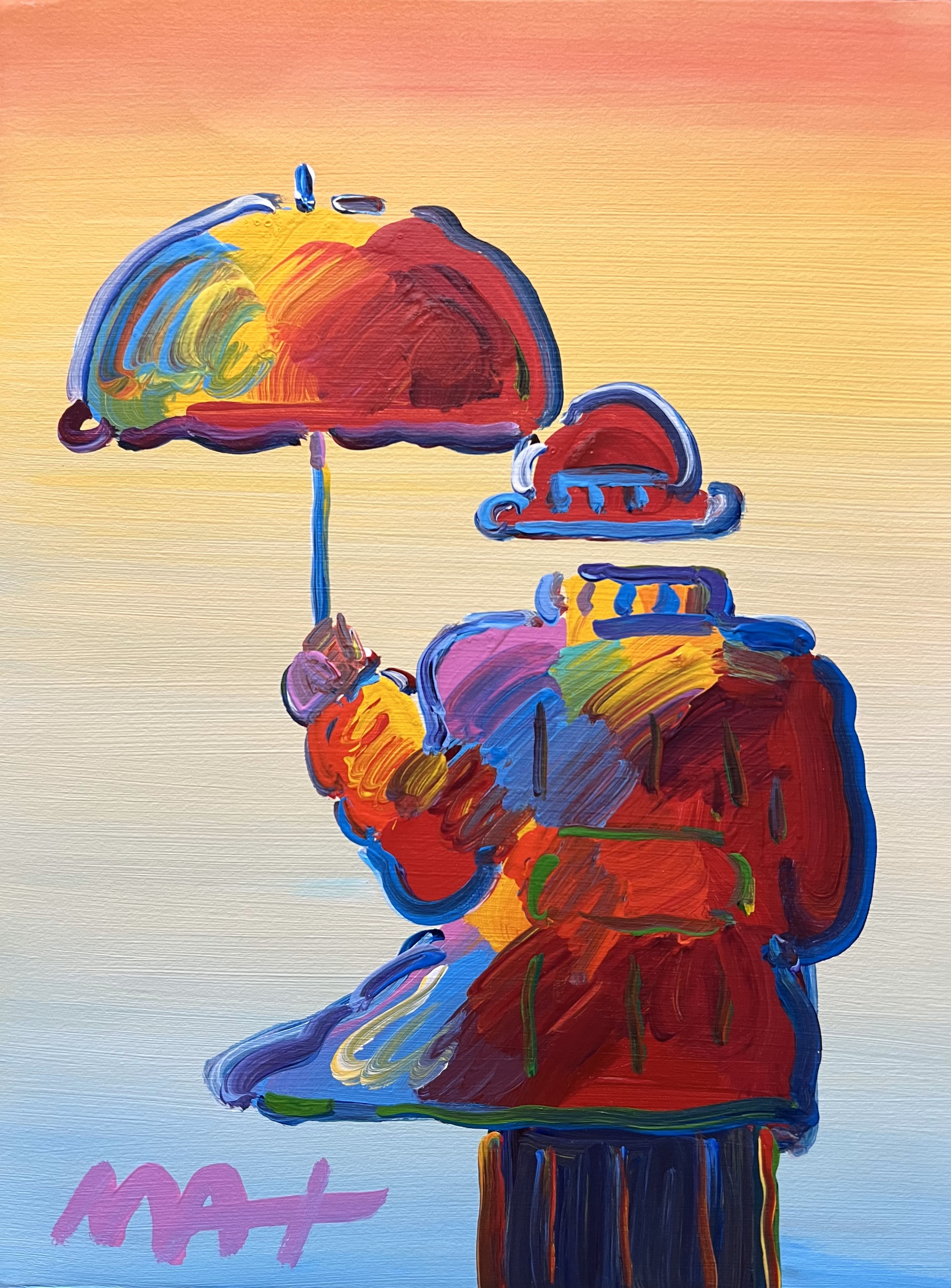 PETER MAX - Umbrella Man On Blend - Acrylic on Paper - 16x12 inches