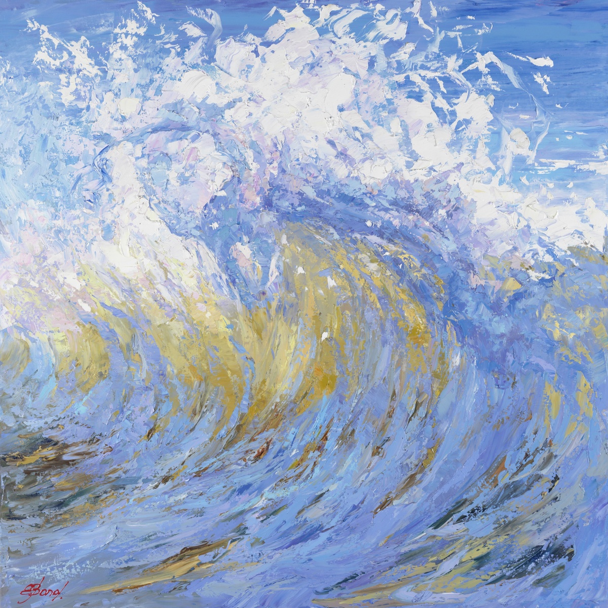 ELENA BOND - Fury Of The Waves - Oil on Canvas - 40x40 inches