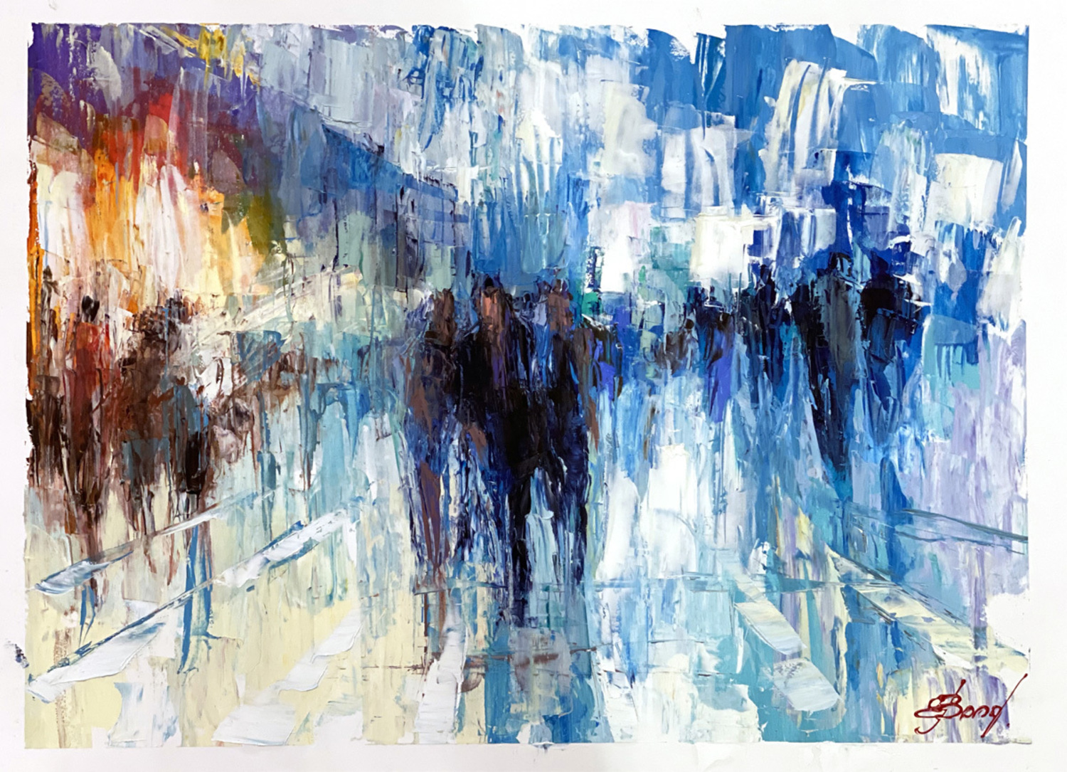 ELENA BOND - Evening Out - Oil on Paper - 22x30 inches