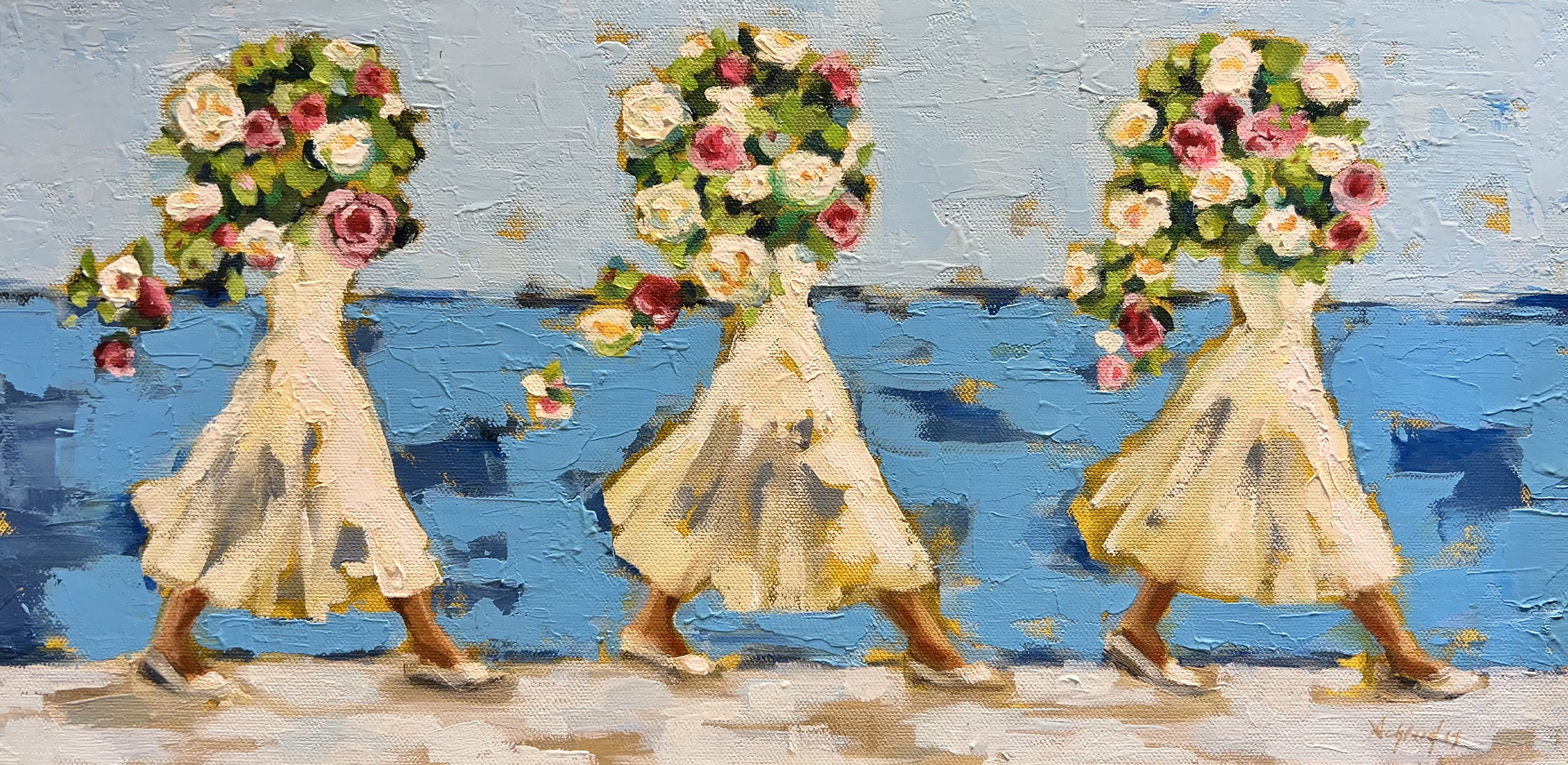 MICHELLE SCHLEIDER - Bloom Catchers - Oil on Canvas - 10 x 20 inches