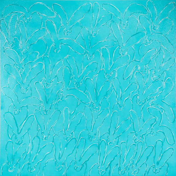 HUNT SLONEM - Aqua Dust - Oil & Acrylic on Canvas - 72x72 inches