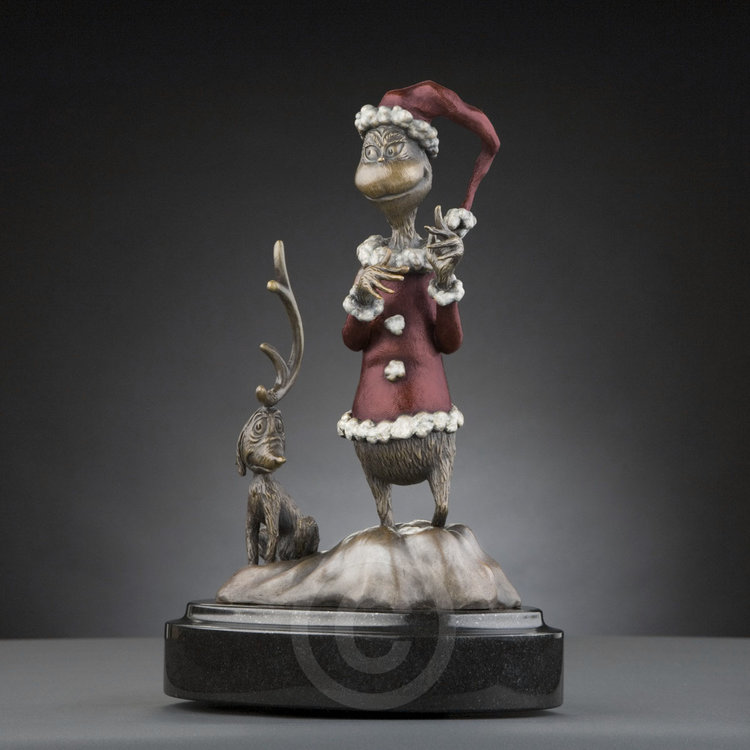 DR. SEUSS - The Grinch - Bronze Maquette Sculpture - 10.75"h x 6.5"w x 3.75"d