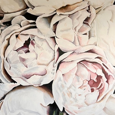 LOIS MANTAK - Peonies - Acrylic on Canvas - 48x48 inches