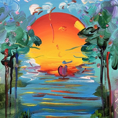 PETER MAX - Better World - Acrylic on Paper - 16x12 inches