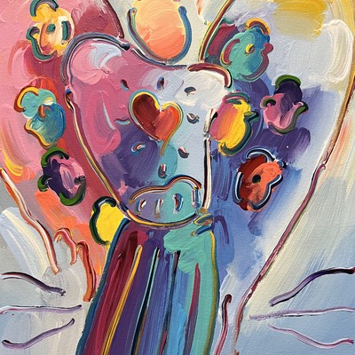 PETER MAX - Angel With Heart - Acrylic on Paper - 16x12 inches