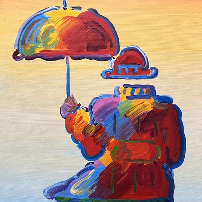 PETER MAX - Umbrella Man On Blend - Acrylic on Paper - 16x12 inches