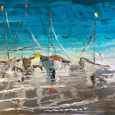 ELENA BOND -  Rolling Sea - Oil on Metal Panel - 12x18 inches