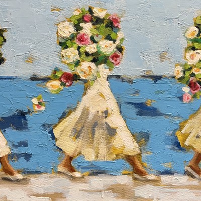 MICHELLE SCHLEIDER - Bloom Catchers - Oil on Canvas - 10 x 20 inches